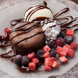 Chocolate fondant with vanilla ice cream