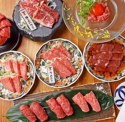 The most popular is the A5 Sirloin and Misuji! All-you-can-eat Sakura plan, 80 varieties, 120 minutes, 5,500 yen (tax included)