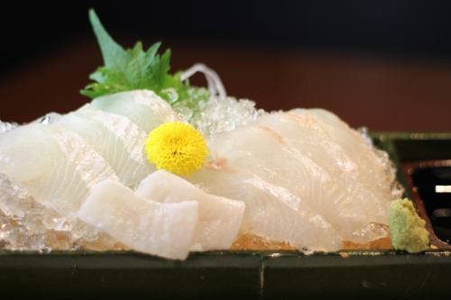 Live and flatfish sashimi