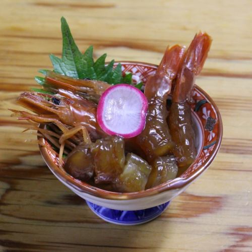 Red shrimp pickled in soy sauce