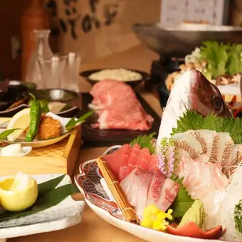 ◆各種宴会・忘新年会に◆海鮮＆黒毛和牛W贅沢コース　料理のみ　全7品　6000円