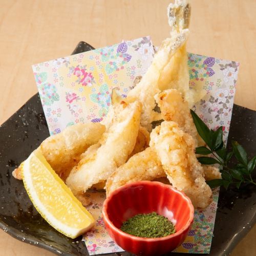 (Fukuoka) Deep fried Kanato pufferfish with matcha salt