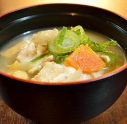 Pork miso soup with seasonal vegetables