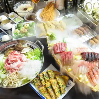 ≪我们最受欢迎的！≫ 豪华宴会套餐 ◇ 12 道菜 & 畅饮 ◇ 牡蛎、刺身、肉类任您选择！