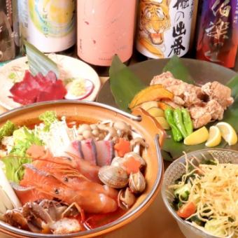 【和×中華】本格海鮮麻辣火鍋コース！季節の小鉢や馬刺し含む料理7品　料理のみ3500円