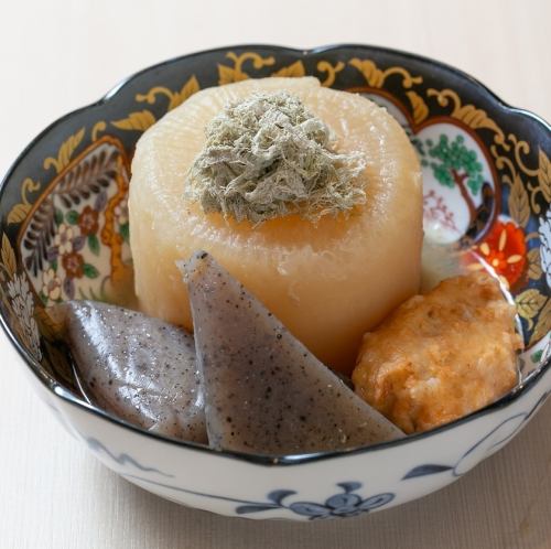 Assortment of 3 types of oden in chicken broth