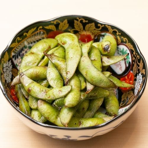 Charcoal grilled edamame
