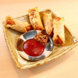 Fried Vienna sausage and cheese