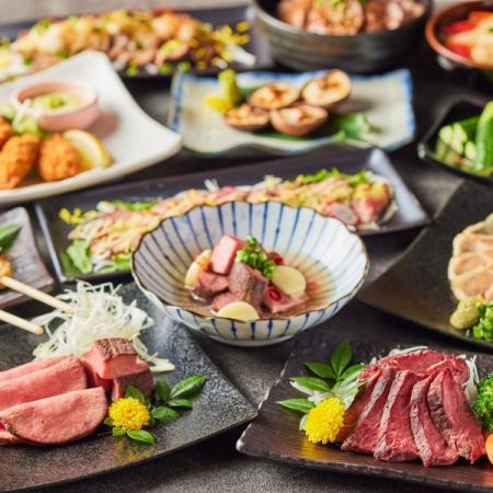 3种鲜鱼和3种主肉或鸭肉汤锅的拼盘【精选套餐】9道菜品4500日元2.5小时无限畅饮