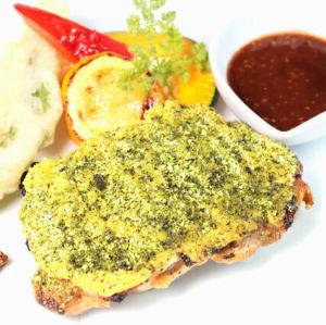 ● 地鶏の香草パン粉焼き ～赤ワインとマスタードのソース～