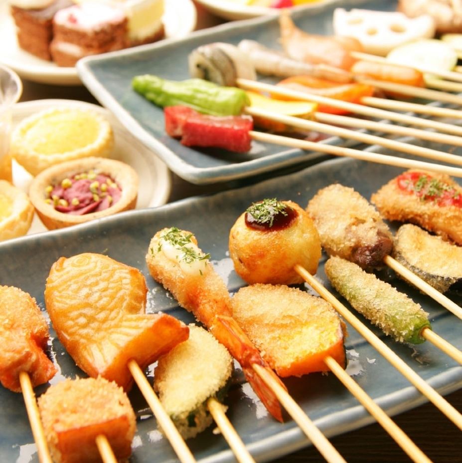 Enjoy fresh, seasonal vegetables on skewers, hot and freshly made.