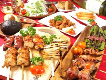 【“雞肉”飲料套餐】8串+3件+ 120分鐘【飲酒】4000日元