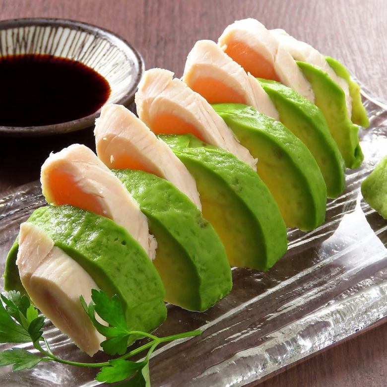 Hinata chicken fillet and avocado sashimi