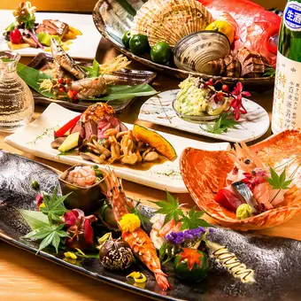 ■料理長厳選■道産和牛や海鮮を贅沢に【カムイコース】全10品、2時間飲み放題15000円