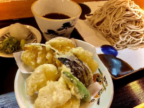 Shrimp and seasonal vegetable tempura soba