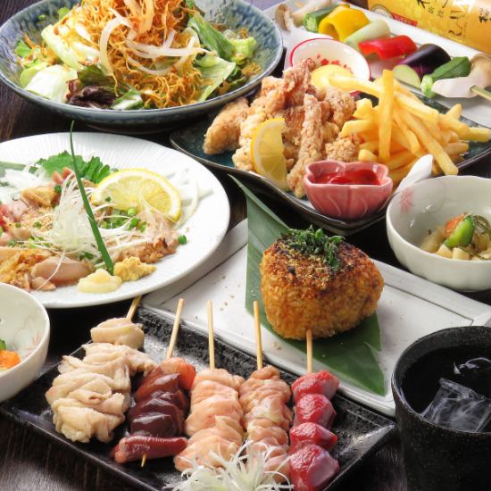 Our hearty courses, including our signature charcoal-grilled and yakitori, start at 3,000 yen.