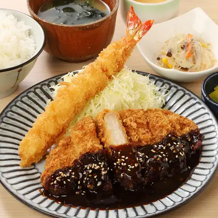 大海老と味噌カツ定食