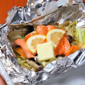 Grilled Ginhikari and Kinoko in foil