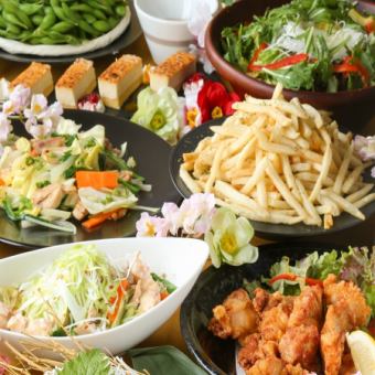 Only available from Monday to Thursday! Great value! Special fried chicken and other Kyushu cuisine ☆ 6 dishes in total ◆ 2 hours all-you-can-drink included ◆ 2,980 yen