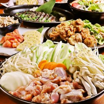 全日OK！ご宴会◎【鶏すき鍋食べ放題コース】鳥刺し盛り合わせ等全8品◆2時間飲放付◆6000円