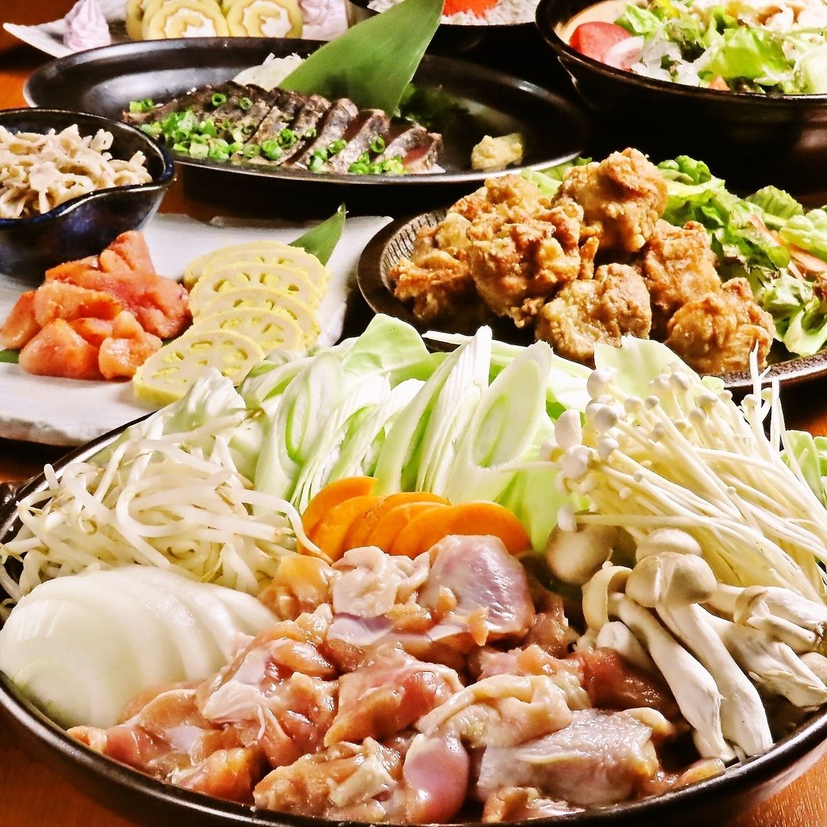 鶏すき鍋食べ放題付コース5000円⇒クーポン利用で4500円