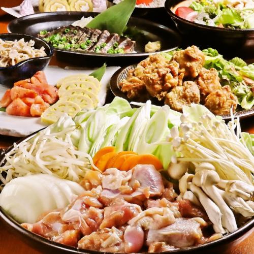 [All-you-can-eat chicken sukiyaki] 8 dishes including fried young chicken and seared breeding chicken carpaccio, with 2 hours of all-you-can-drink including draft beer, for 5,000 yen