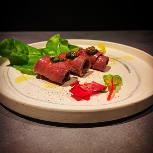Beef heart carpaccio