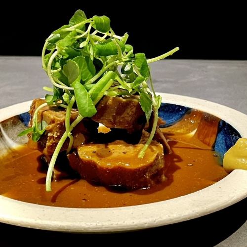 Tender pork tongue simmered in miso