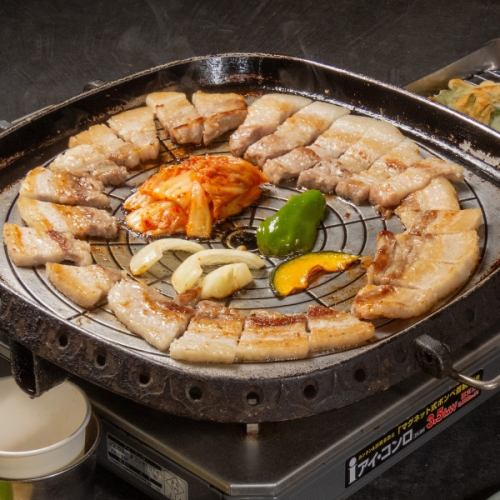 Our most popular samgyeopsal is eaten while grilling on a griddle!