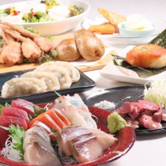 【贅沢宴会コース】自家製イレブン餃子・鶏白レバー刺し等全8品！生ビール込120分飲放付◆5000円