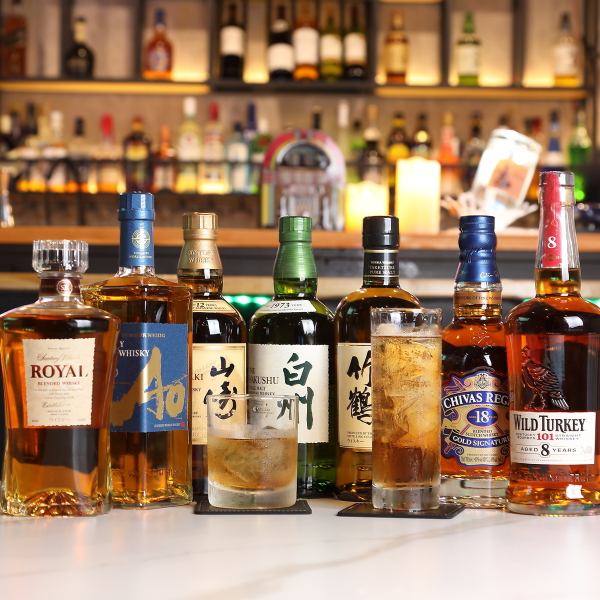 【各種アルコール】生ビールはもちろん、ウィスキーは山崎12年や白州もご提供。期間限定ドリンクも！