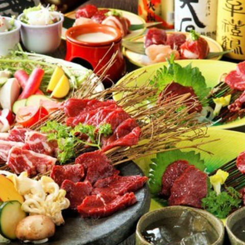 2025特別☆【華コース馬焼肉】飲み放題90分付き♪ 霜降馬刺・上赤身刺・握り等 12200円→10000円