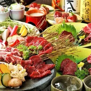 【梅コース】馬刺(上赤身刺/赤身刺/ヒレ刺)・焼肉・握りなど！料理のみ全10品★8,000円