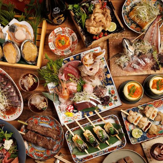 [2 hours all-you-can-drink] Assorted seasonal fish including horse mackerel sashimi, eel rolls and nigiri sushi "Miyabi" 8 dishes total 5,980 yen ⇒ 5,000 yen