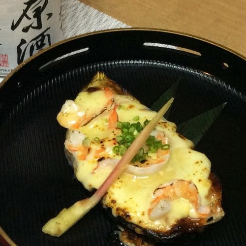 米茄子と海老、味噌マヨチーズ田楽