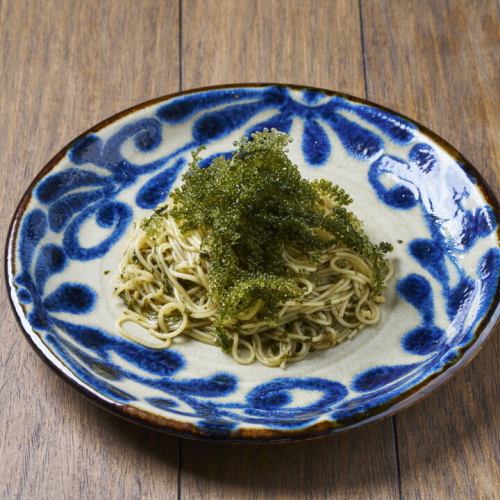 そうめんチャンプルー 大葉ジェノベーゼ  海ぶどうのせ