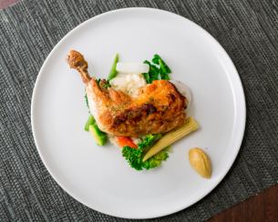 Soft young chicken confit