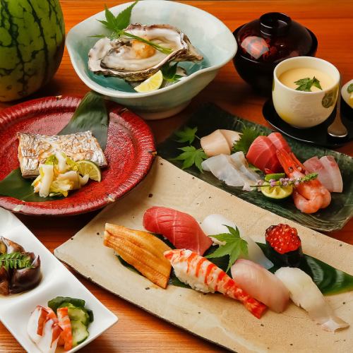 [For banquets and dates] A total of 6 dishes including delicious appetizers and nigiri sushi. Omakase course