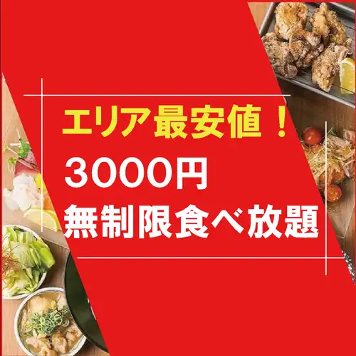 【限时特惠！午餐特惠】包含沙拉、饺子、海鲜、烤鸡串……◆无限量自助餐，原价4000日元→现价3000日元
