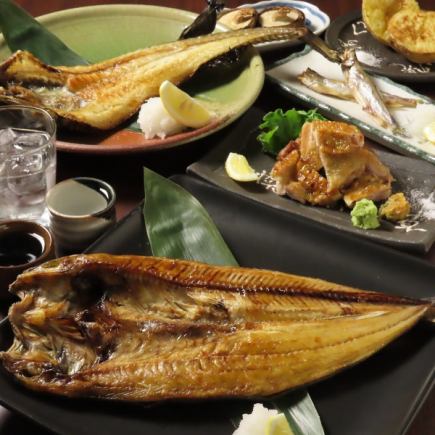 【スタンダード】お刺身盛り合わせ・炉端焼含む 料理7品 生ビール付120分飲放付6000円コース