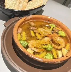 甘海老と野菜のアヒージョ