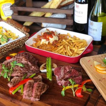 추천!! 【2시간 음료 무제한 포함】 사치품 스테이크 코스/척 아이와 서로인의 2종의 스테이크