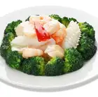 Stir-fried seafood with three kinds of seafood and broccoli