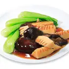 Simmered shiitake mushrooms and bamboo shoots in soy sauce