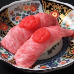 明太のせ炙り肉寿司【一貫】