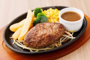 Hand-made hamburger steak, 100% beef