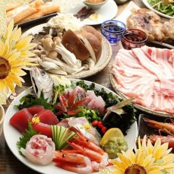 【取分け不要】2H40種飲み放題付＋「夏の食材で原始焼き等お任せ」全8品5,000円コース　