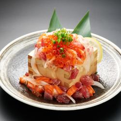 Seafood overflowing sushi