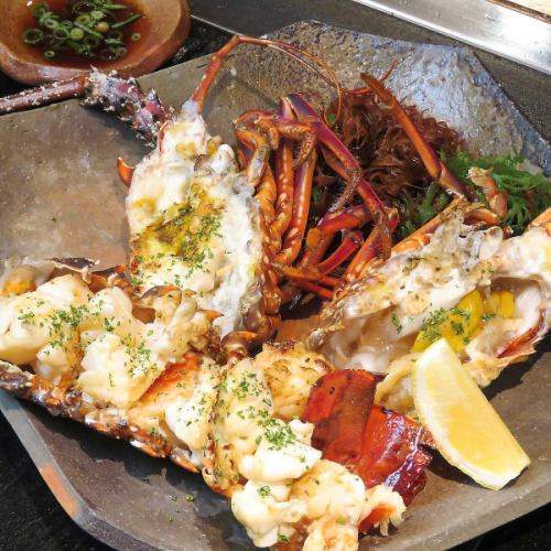 Live spiny lobster teppanyaki