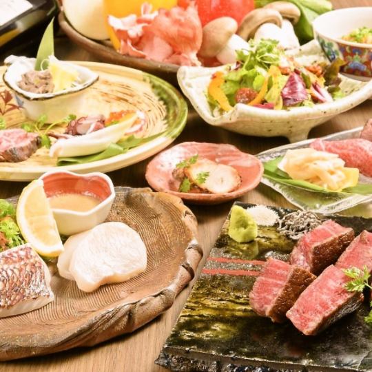 【雅套餐】濑户内海海鲜、黑毛和牛里脊肉或沙朗牛排等9道菜品11,000日元～（含税）
